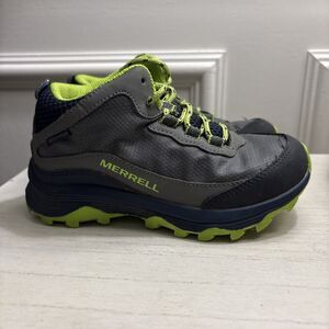 Merrell Moab Speed Mid Waterproof Hiking Shoes – Grey/Lime - Boys Size 12M